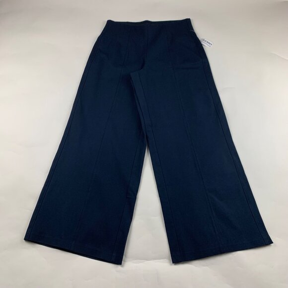 Old Navy Uniform Blue Stretch Canvas High Rise Wide Leg Pixie Pant M New - Picture 1 of 8